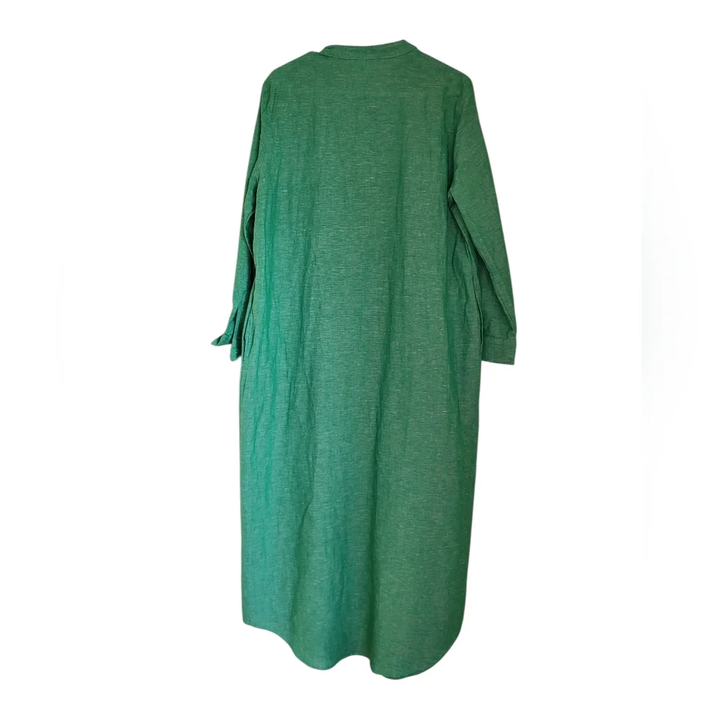 NWT Pomander Place Tuckernuck Sea Green Lydell Maxi Shirt Dress - Size M, Linen - Picture 2 of 6